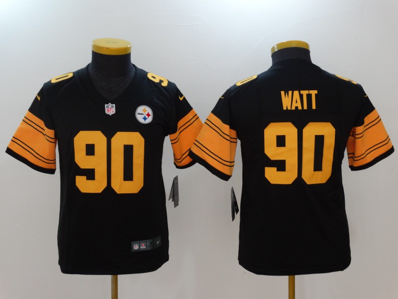 Youth Pittsburgh Steelers #90 Watt Black Nike Vapor Untouchable Limited NFL Jerseys->pittsburgh steelers->NFL Jersey